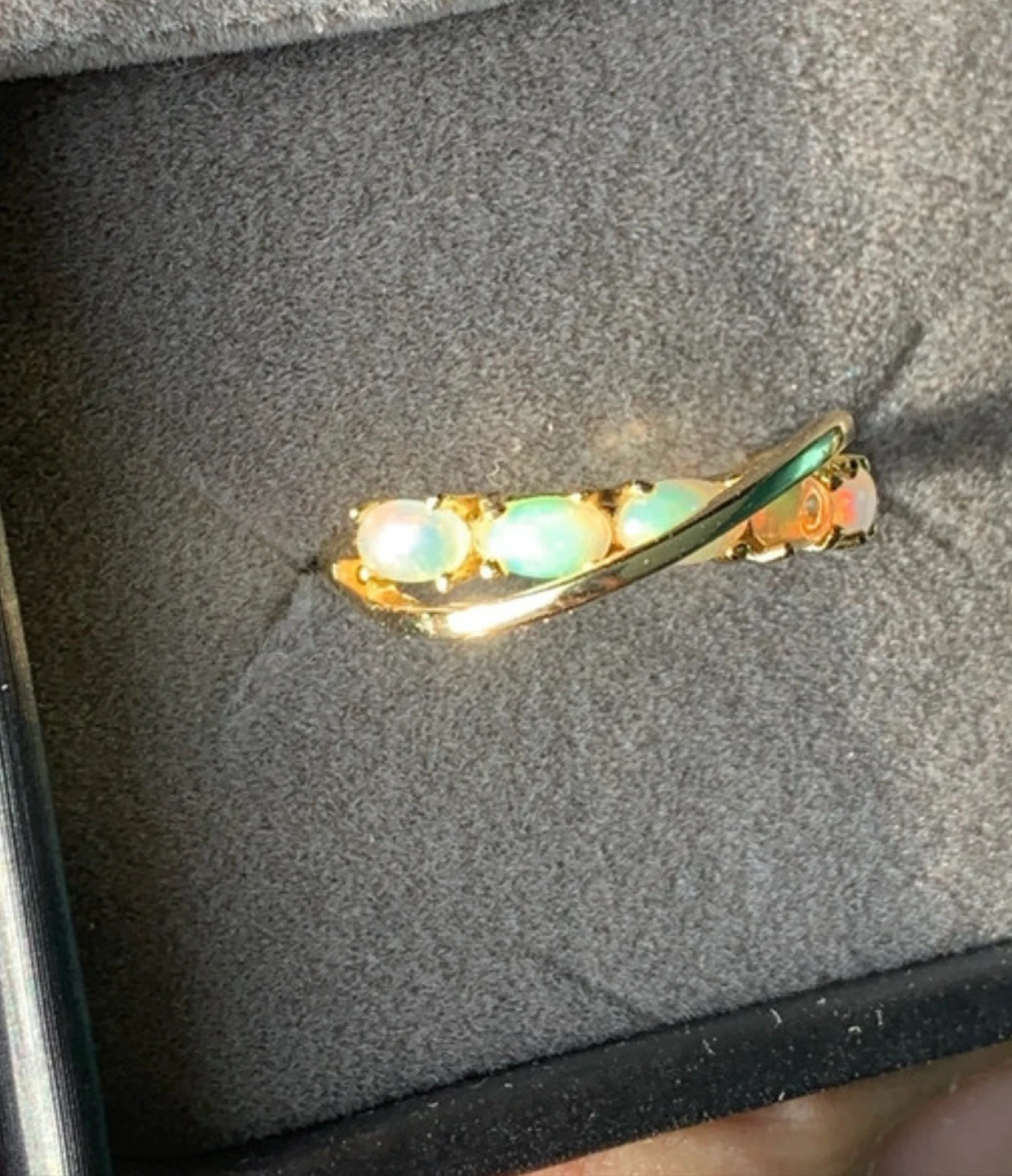 Anillo de plata 925 chapado en oro con ópalos etíopes naturales – photo 4